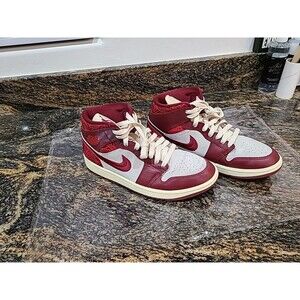 Nike Air Jordan 1 Mid SE Tiki Leaf Red Sail -Women Size 9 Men 7.5